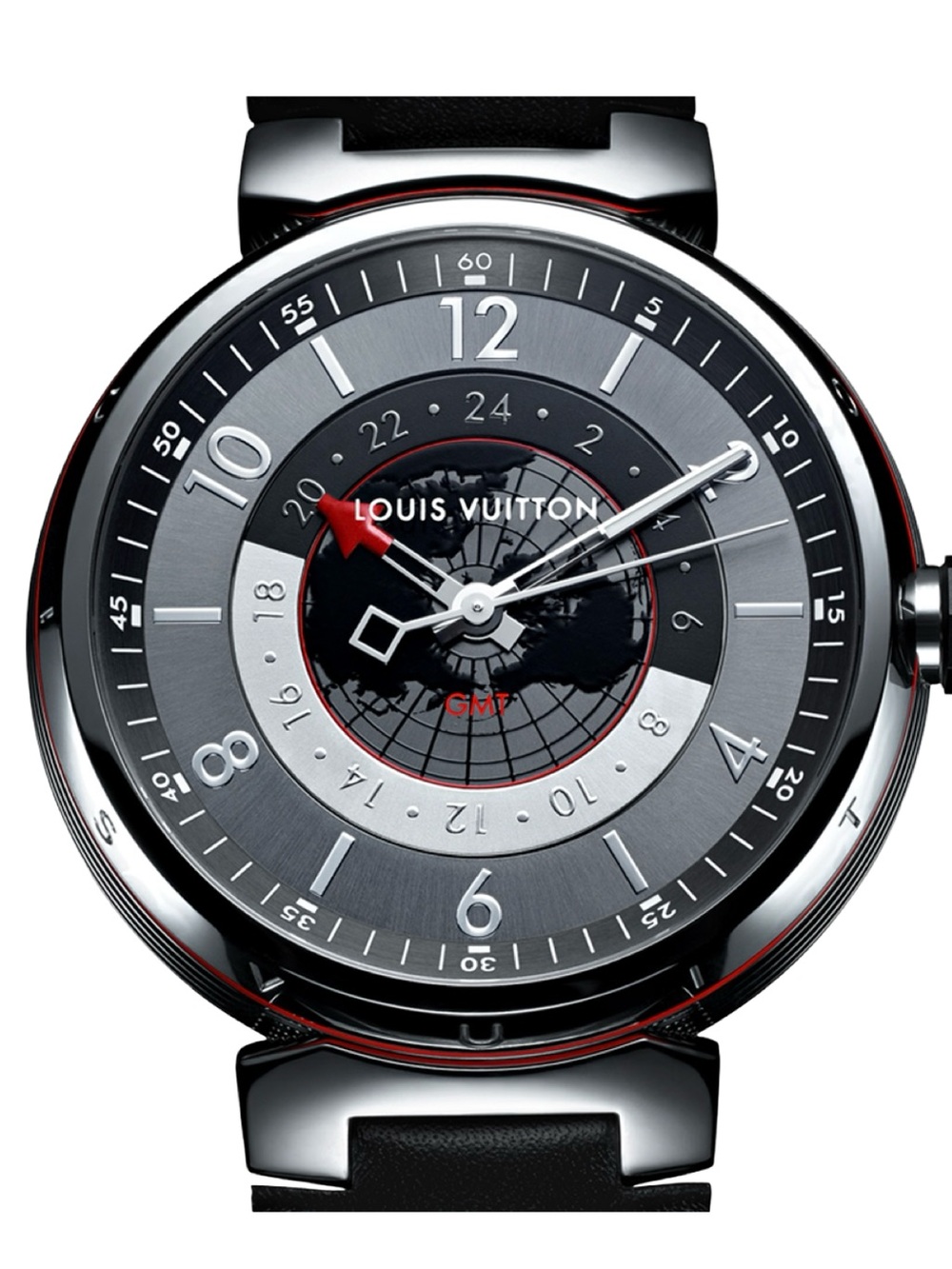 LOUIS VUITTON TAMBOUR GMT AUTOMATIC WATCH